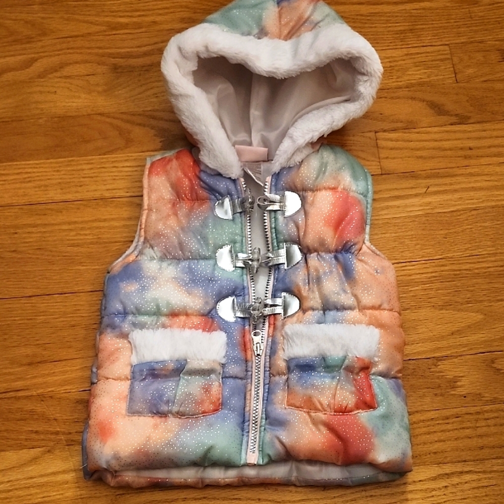 Little Lass Multicolor Hooded Vest Size 3T